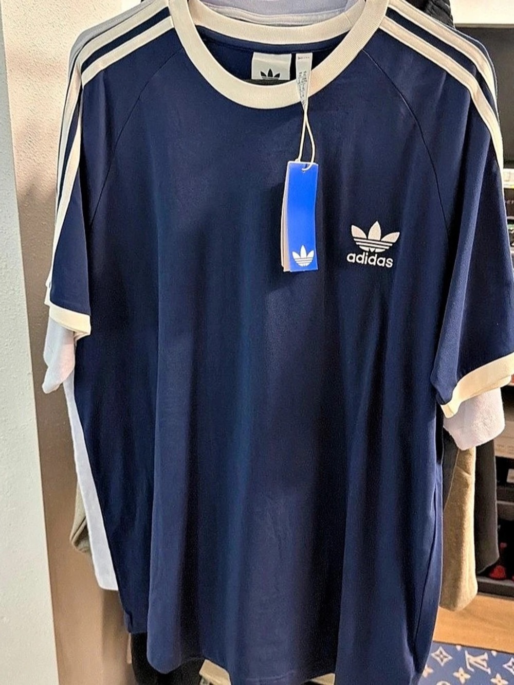 adidas Adicolor Classics 3-Stripes Tee Blue & White Size XL